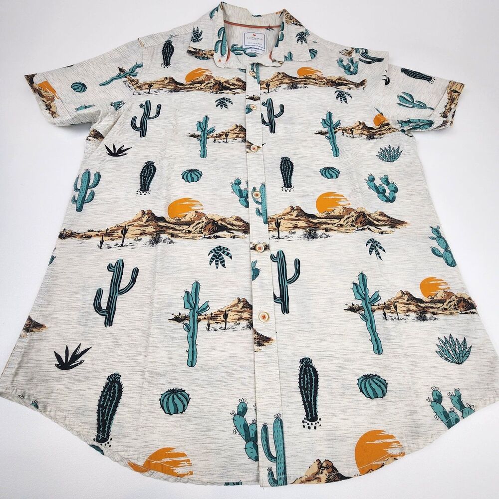 Cactus Man Ricky Singh Desert Cactus Button Up Shirt Mens Medium Slim Fit Cotton